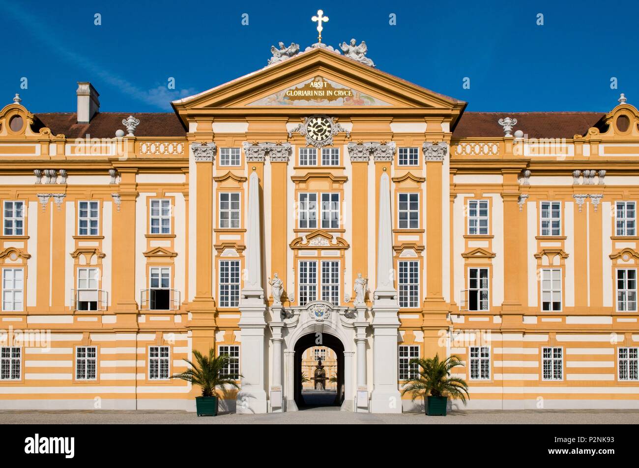 L'Autriche, Basse Autriche, Melk, style baroque de l'Abbaye de Melk façade classée au Patrimoine Mondial de l'UNESCO Banque D'Images