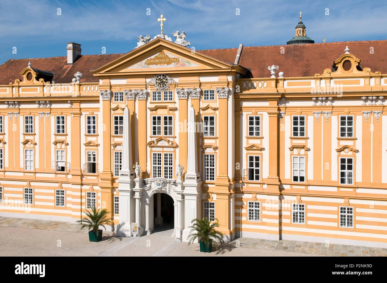 L'Autriche, Basse Autriche, Melk, style baroque de l'Abbaye de Melk façade classée au Patrimoine Mondial de l'UNESCO Banque D'Images