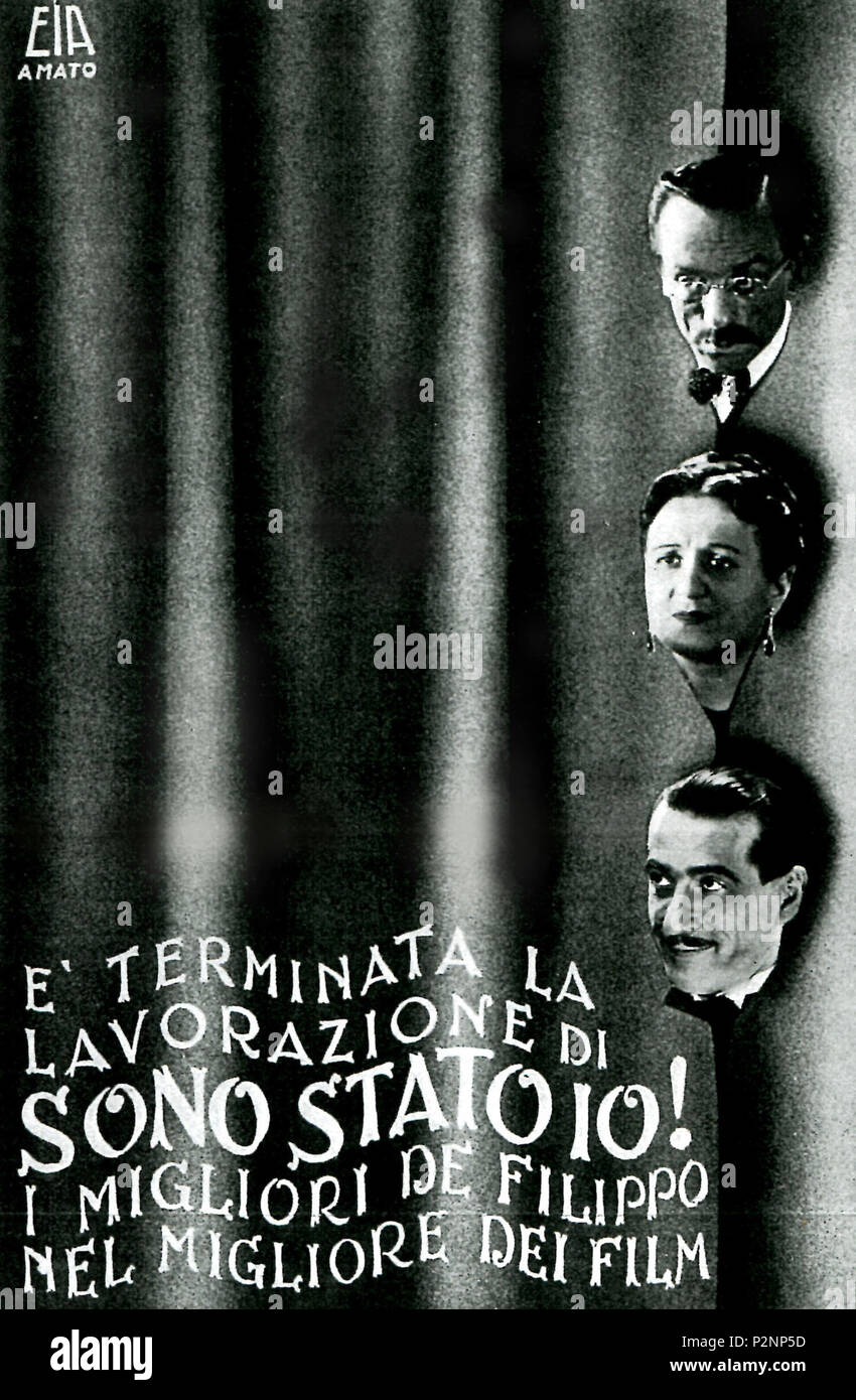 . Italiano : inserzione promozionale del film 'Sono stato io !' (Matarazzo, 1937) con i tre fratelli De Filippo . 22 août 2014, 19:08:53. Inconnu 84 Sonostatoio promo Banque D'Images