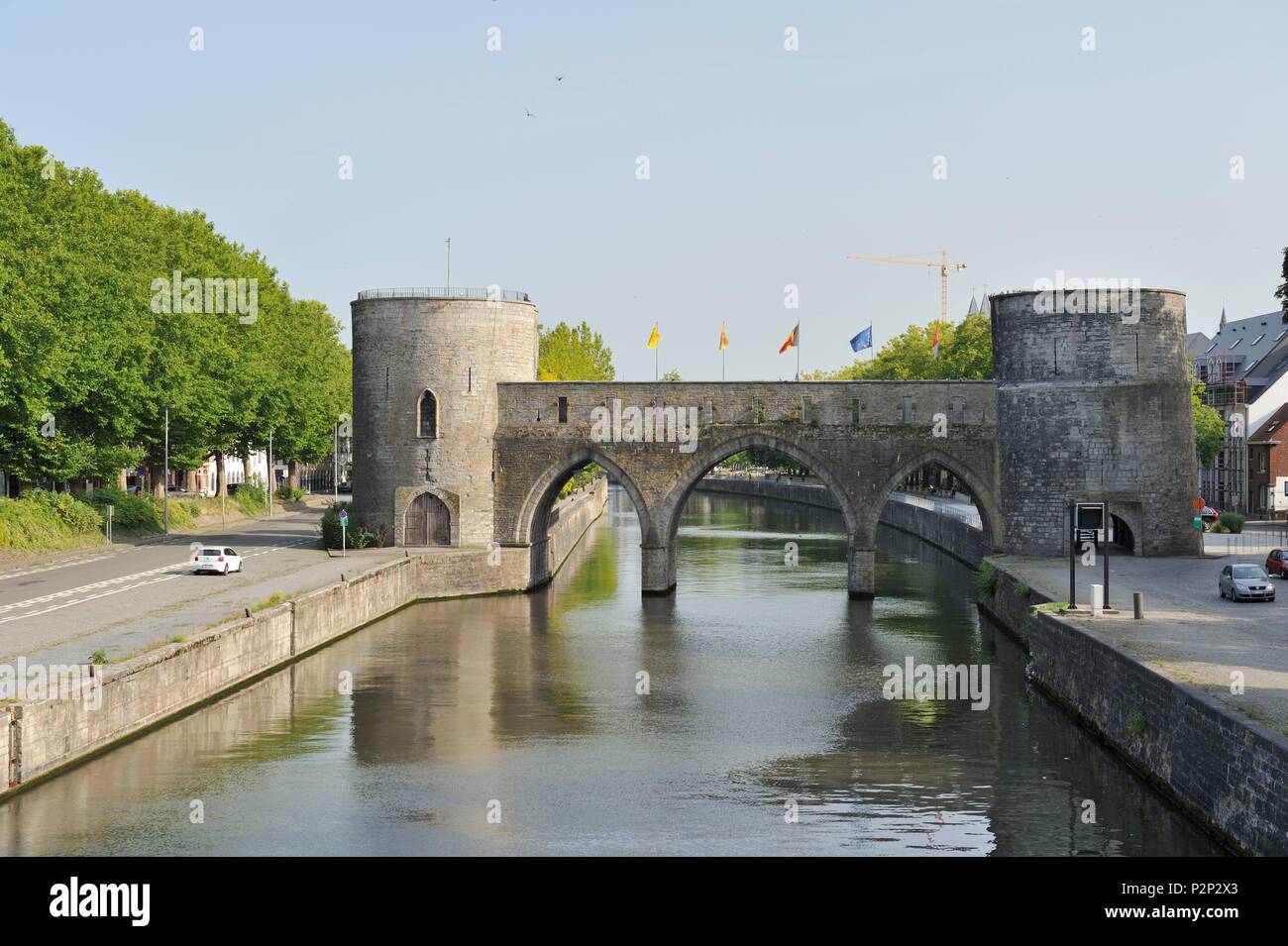 Belgique, Wallonie, Tournai, Grand Hornu, Pont des trous, pont médiéval construit en 1281 Banque D'Images