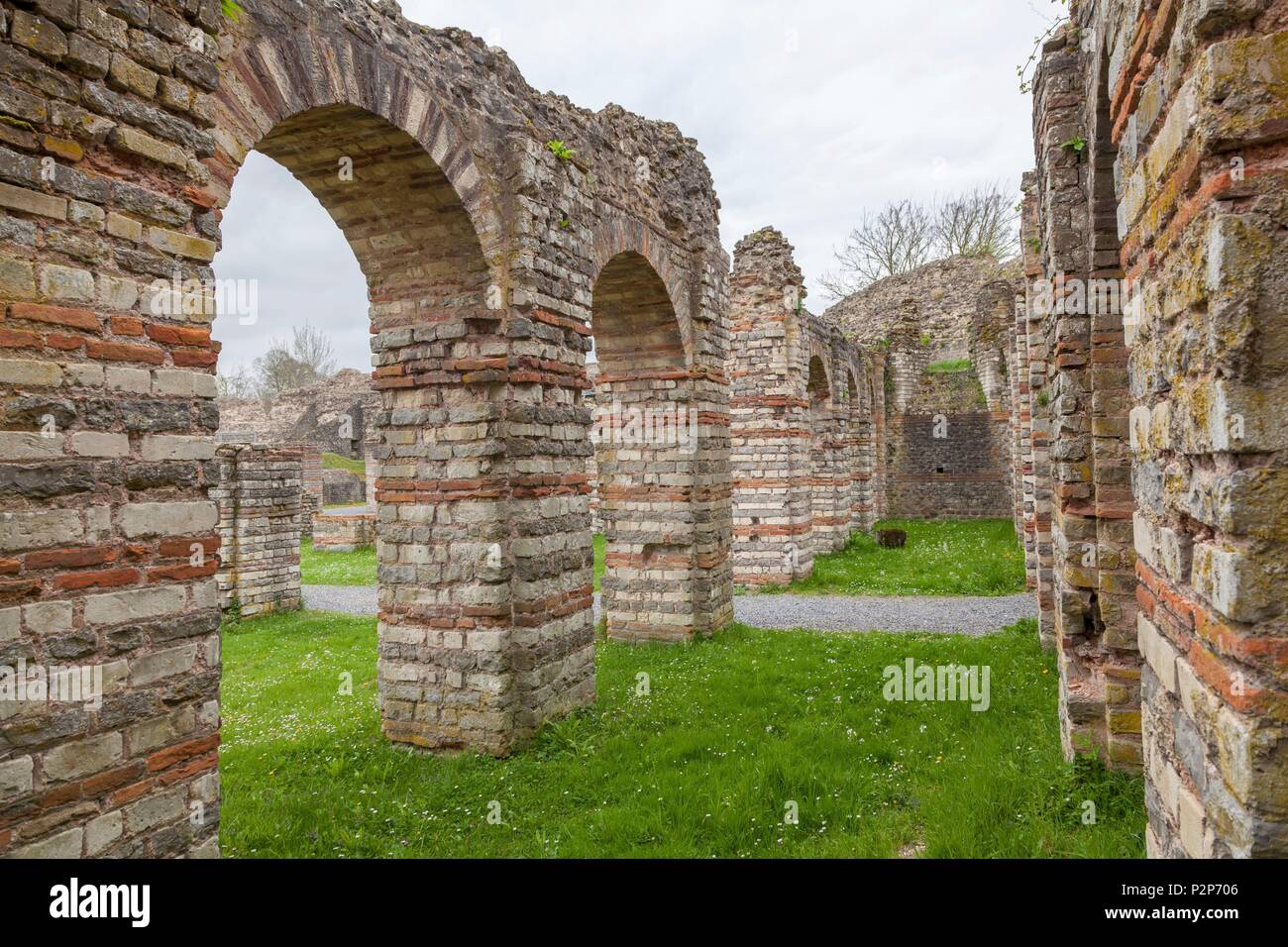 France, Nord, Bavay, Musée archéologique, l'ancien Forum de Bavay, ancienne cryptoportic arcades (semi-galerie souterraine) Banque D'Images