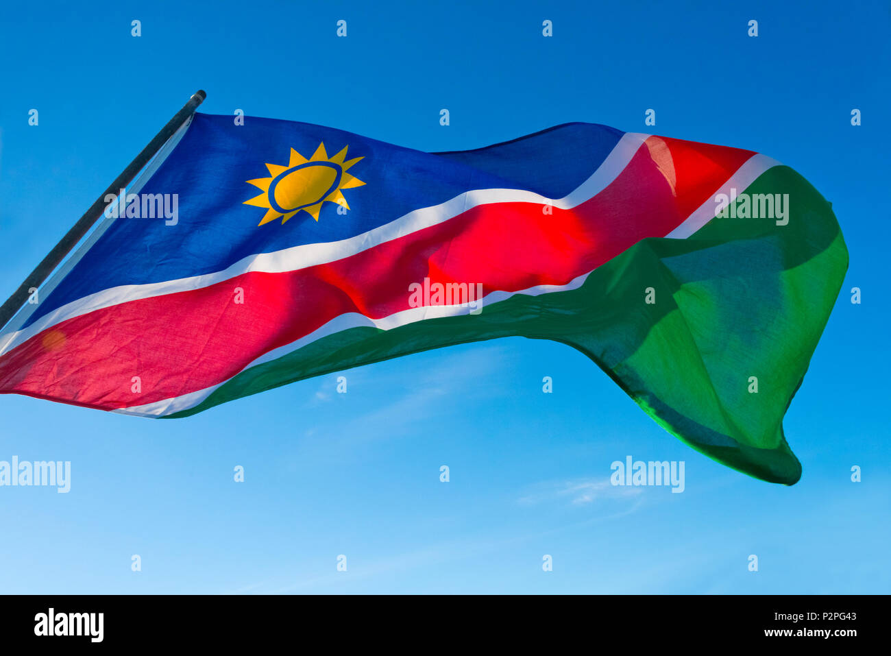 Drapeau national, Luderitz, Région Karas, Namibie Banque D'Images