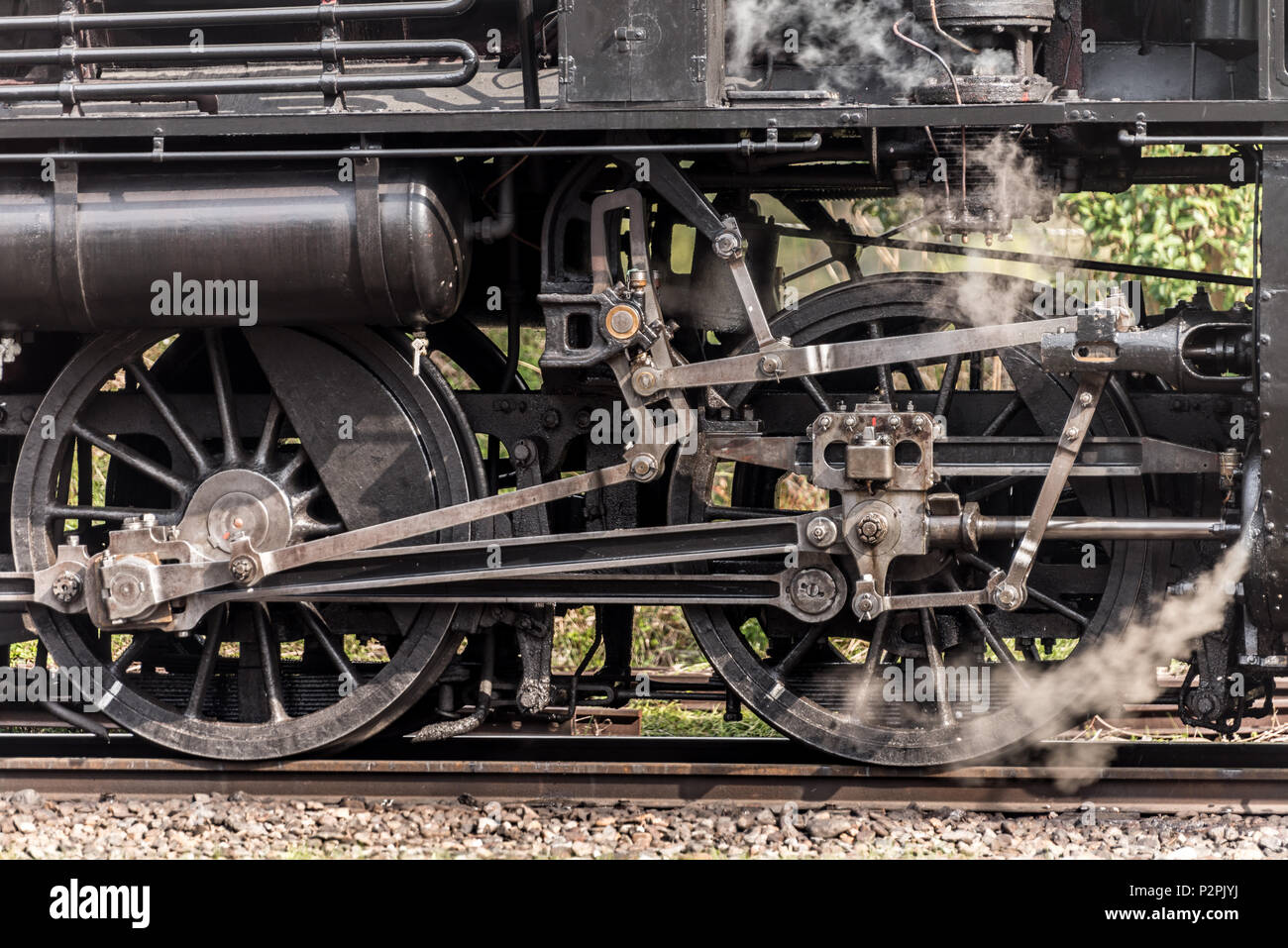 Les roues de train locomotive à vapeur Banque D'Images