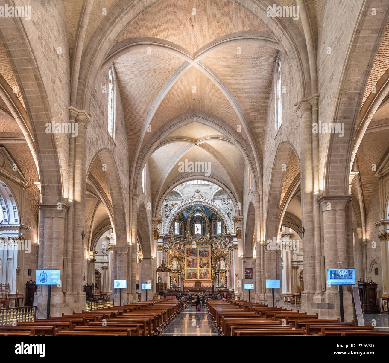 La cathédrale de Valence, en Espagne. Intérieur de la basilique-cathédrale de l'Assomption de Notre-Dame de Valence, Valence, Espagne Banque D'Images