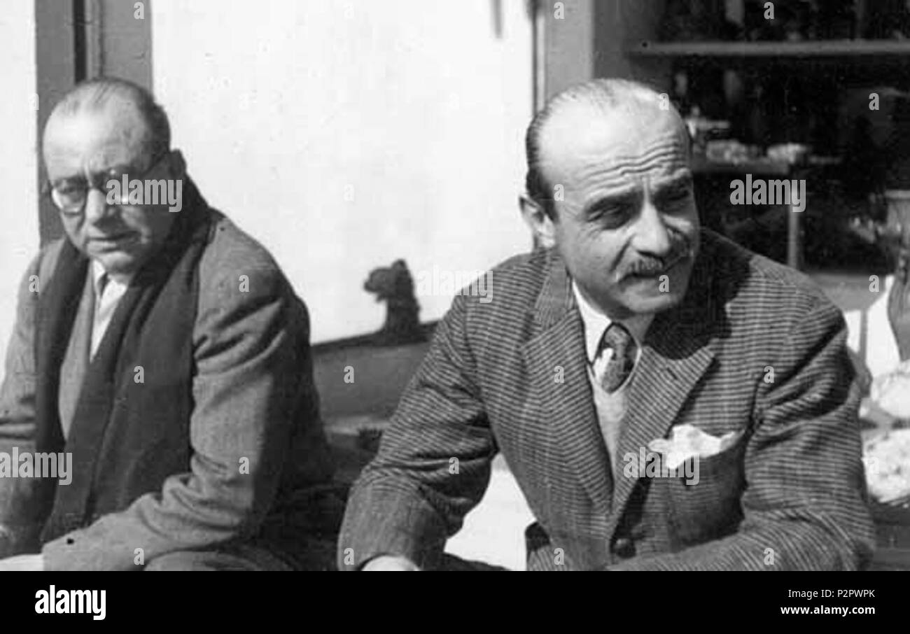 . Italiano : Tullio Mazzotti e Lucio Fontana English : Tullio Mazzotti aka Tullio d'Albisola et Lucio Fontana. Lucio Fontana (1899 - 1968) était un peintre et sculpteur né à Rosario, en Argentine. Mars 1949. Inconnu 88 Tullio Fontana L5 Banque D'Images