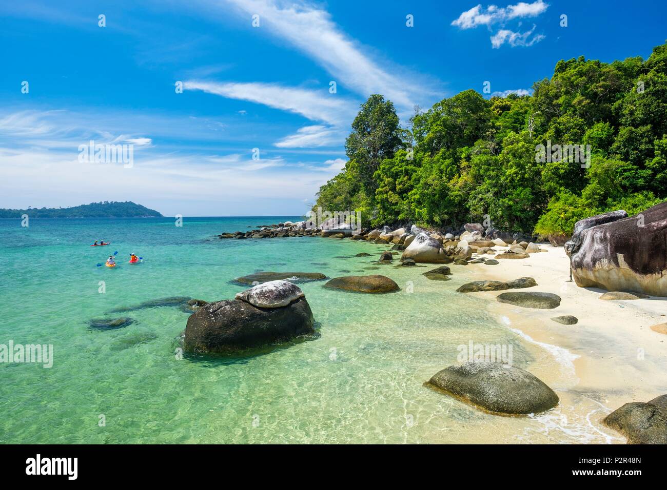 La Thaïlande, province de Phang Nga, Parc national marin de Tarutao, Ko Adang, la plage d'Adang Resort Hotel Banque D'Images