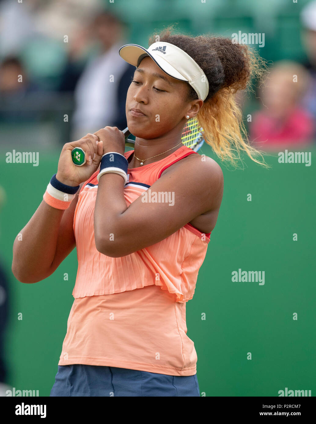 Centre de tennis de Nottingham, Nottingham, Royaume-Uni. 16 Juin, 2018. La Nature Valley Open de tennis ; déception gravé sur le visage de Naomi Osaka (JPN), elle perd son match de demi-finale à Ashleigh Barty (AUS) par deux séries d'aimer : Action Crédit Plus Sport/Alamy Live News Banque D'Images