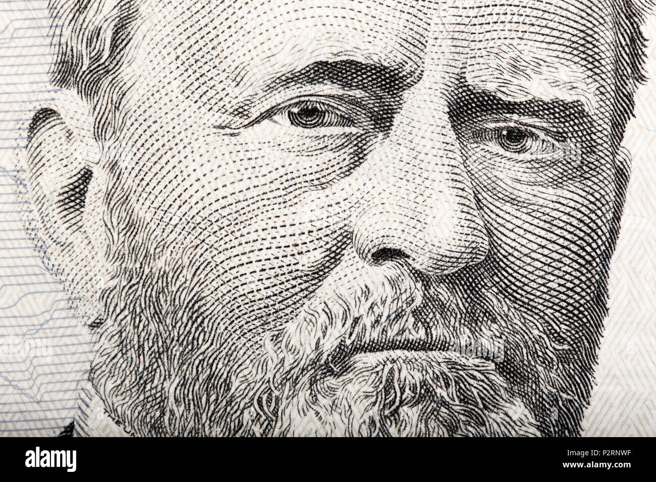 Portrait du président Ulysses S. Grant close up à partir de 50 doll Banque D'Images