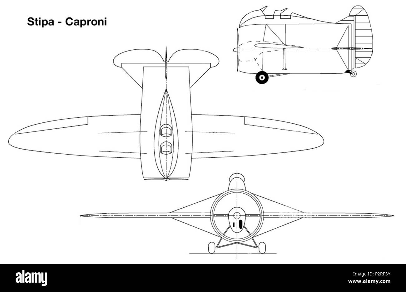 . Italiano : Foto non artistica scattata dans Italia oltre 20 anni fa - Disegni progettuali del prototipo Stipa Caproni, aereo che viene considerato venir progenitore dei più moderni jet . 10 novembre 2007 (en fonction des données Exif). Peppe64 85 Stipa-Caproni piani Banque D'Images