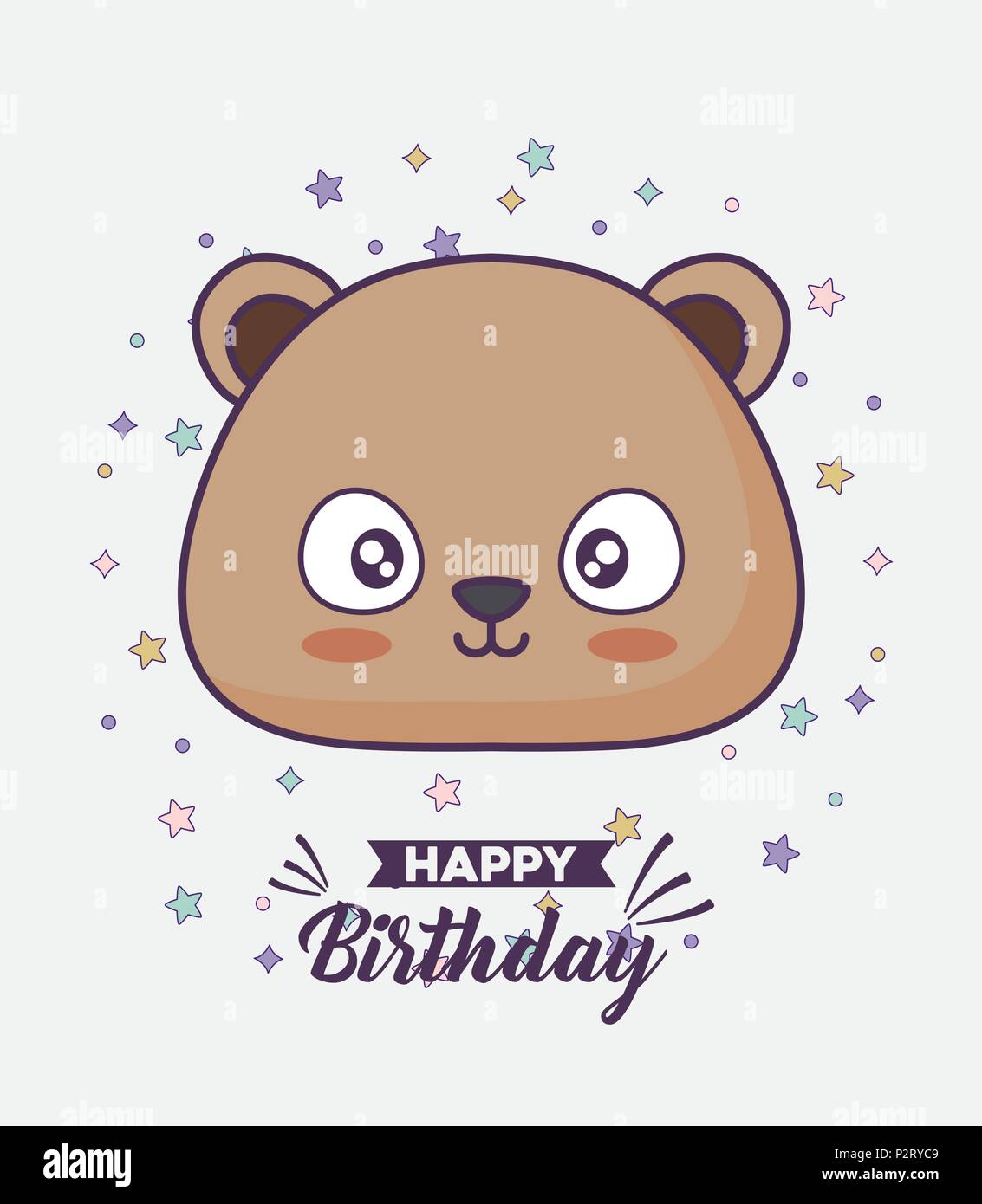 Carte D Anniversaire Avec Cute Bear Kawaii Character Vector Illustration Design Image Vectorielle Stock Alamy