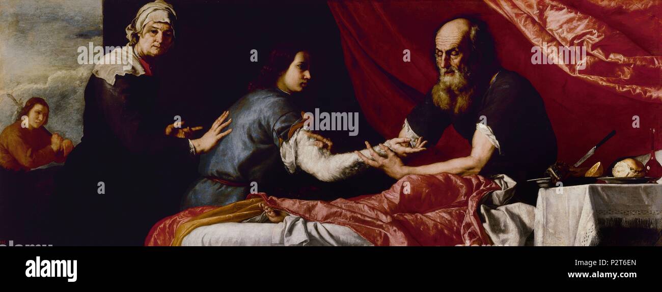 'Isaac et Jacob", 1637, huile sur toile, 110 cm x 291,5 cm, P01118. Auteur : Jusepe de Ribera (1591-1652). Emplacement : Museo del Prado-PINTURA, MADRID, ESPAGNE. Banque D'Images