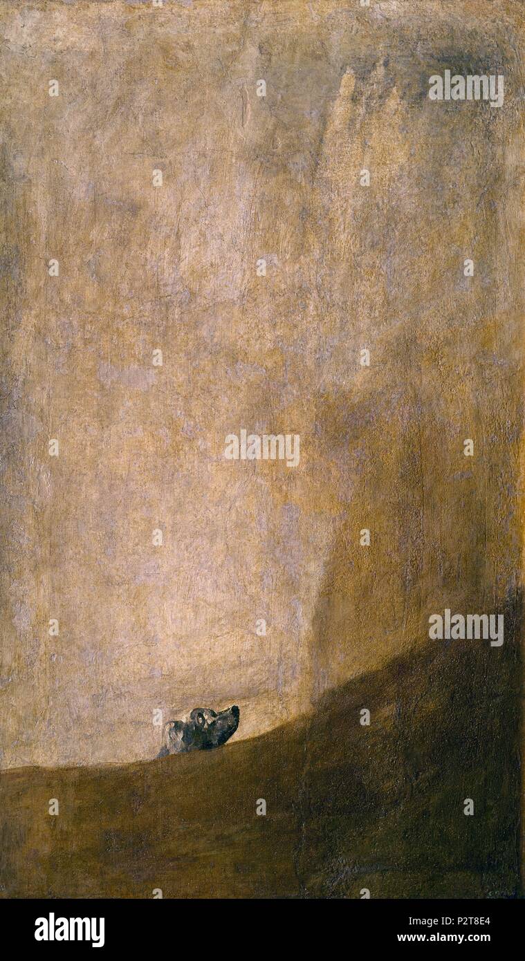 'Dog' à demi submergé, 1821-1823, technique mixte sur la murale, 131 x 79 cm, P00767. Auteur : Francisco de Goya (1746-1828). Emplacement : Museo del Prado-PINTURA, MADRID, ESPAGNE. Banque D'Images