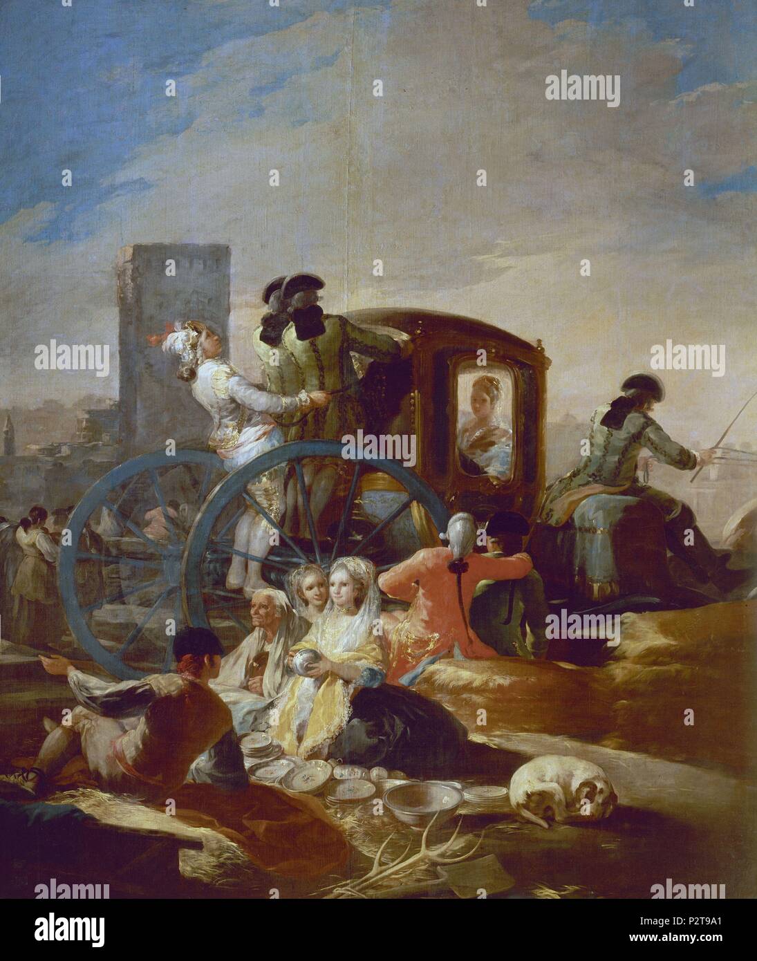 "Le vendeur de poterie', 1778, École d'espagnol, huile sur toile, 259 cm x 220 cm, P00780. Auteur : Francisco de Goya (1746-1828). Emplacement : Museo del Prado-PINTURA, MADRID, ESPAGNE. Banque D'Images