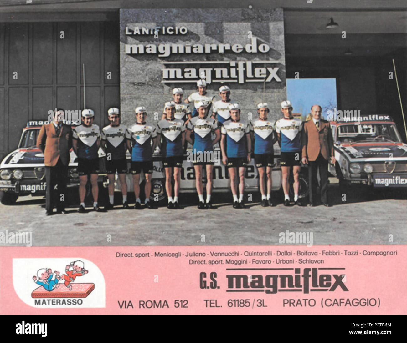 . Anglais : Magniflex cycling team 1973 Carte postale . 1973 ou plus tôt. Inconnu 51 Magniflex cycling team 1973 Banque D'Images