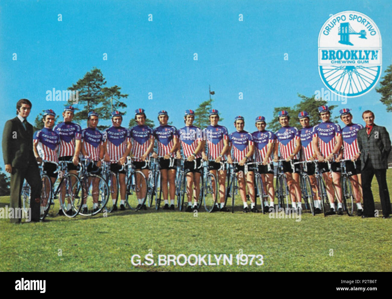 . Anglais : Brooklyn cycling team 1973 Carte postale . 1973 ou plus tôt. Inconnu 13 Brooklyn cycling team 1973 Banque D'Images