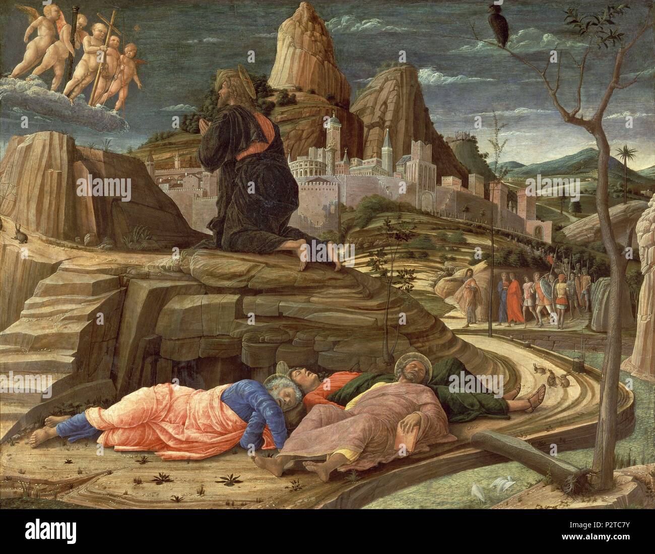L'école italienne. L'agonie dans le jardin. 1431. Londres, National Gallery. Auteur : Andrea Mantegna (1431-1506). Lieu : NATIONAL GALLERY, LONDRES, ANGLETERRE. Banque D'Images