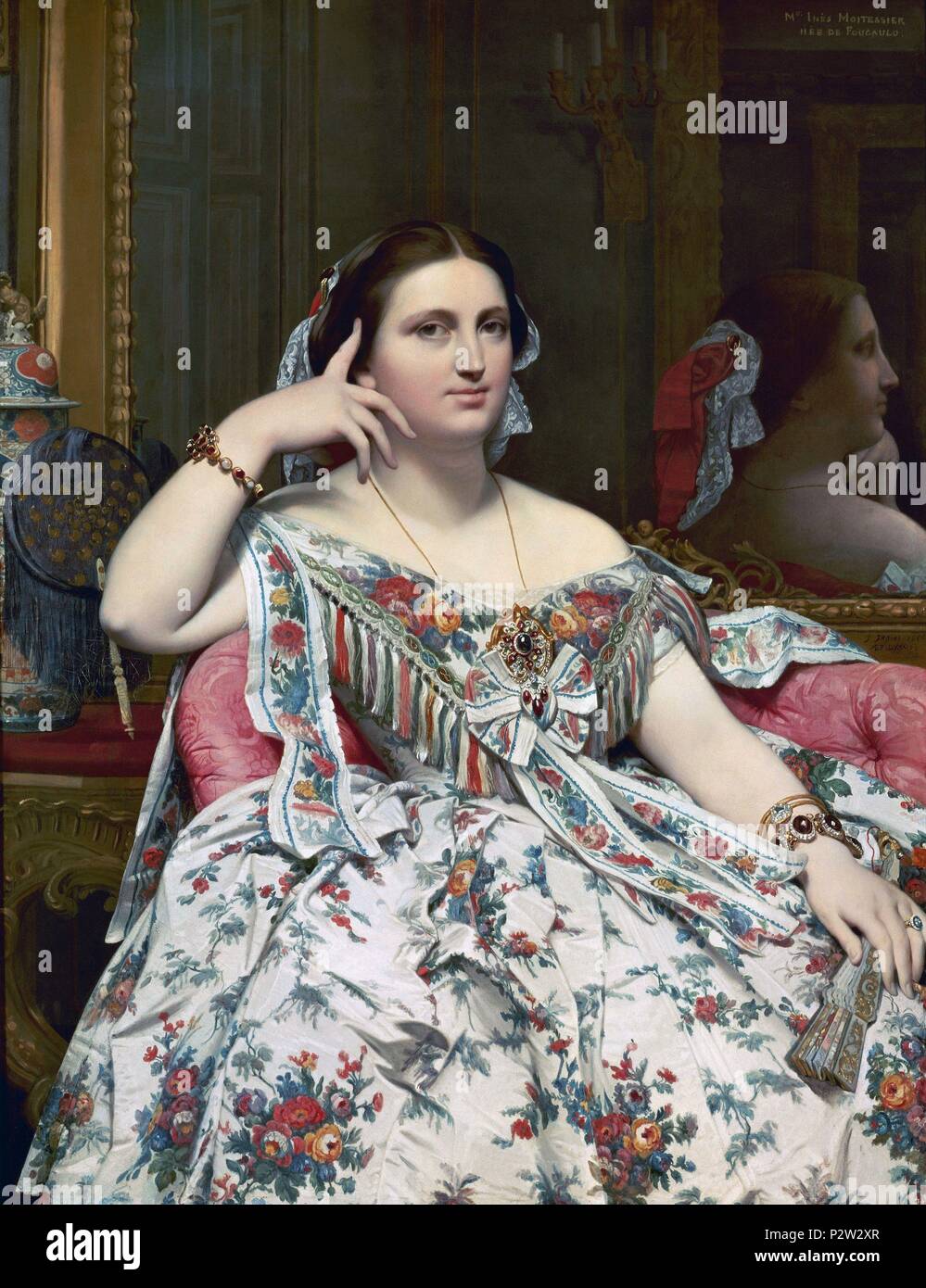 'Madame Moitessier", 1856, huile sur toile, 120 x 92 cm. Auteur : Jean Auguste Dominique Ingres (1780-1867). Lieu : NATIONAL GALLERY, LONDRES, ANGLETERRE. Banque D'Images