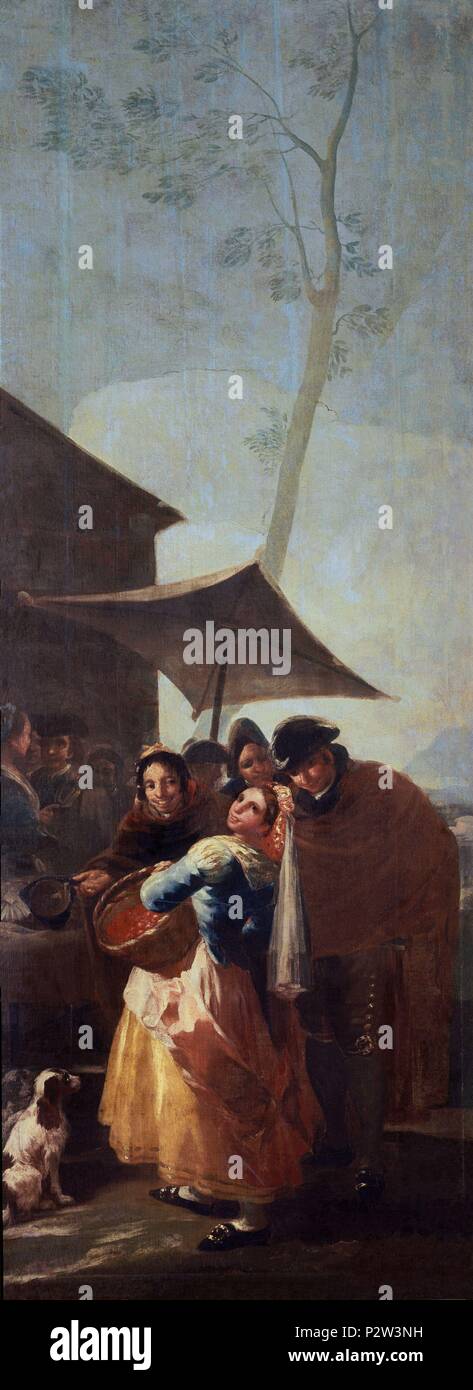 "Le vendeur l'Aubépine", 1779, huile sur toile, 259 cm x 100 cm, P00782. Auteur : Francisco de Goya (1746-1828). Emplacement : Museo del Prado-PINTURA, MADRID, ESPAGNE. Banque D'Images