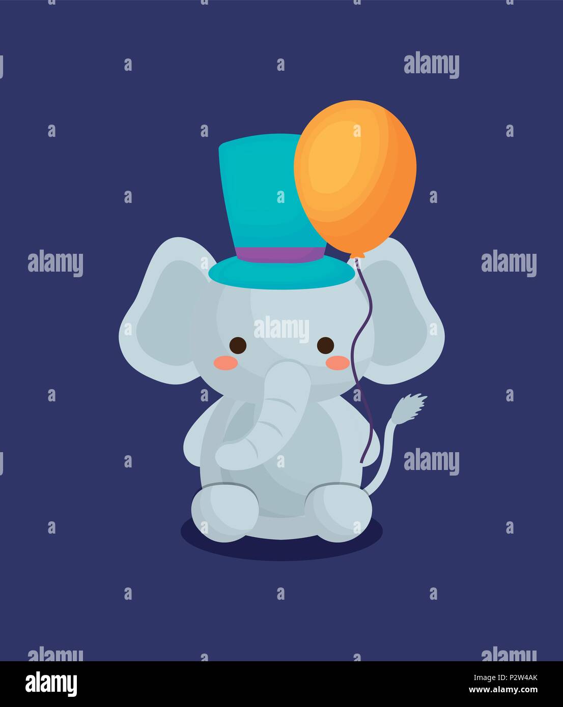 La conception du cirque carnaval avec l'éléphant mignon avec top hat et ballon sur fond violet, design coloré. vector illustration Illustration de Vecteur
