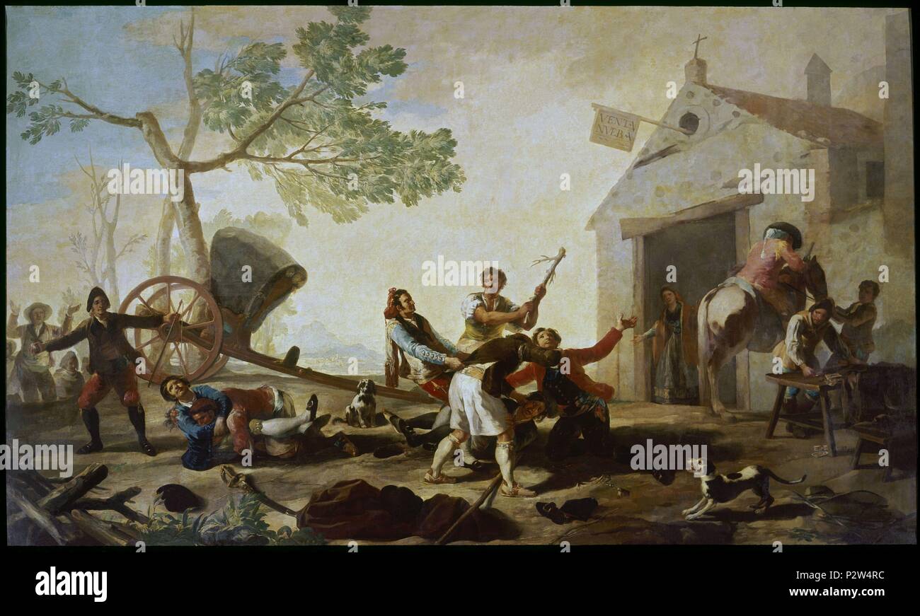 "La querelle dans le nouveau Tavern', 1777, huile sur toile, 275 cm x 414 cm, P00770. Auteur : Francisco de Goya (1746-1828). Emplacement : Museo del Prado-PINTURA, MADRID, ESPAGNE. Banque D'Images