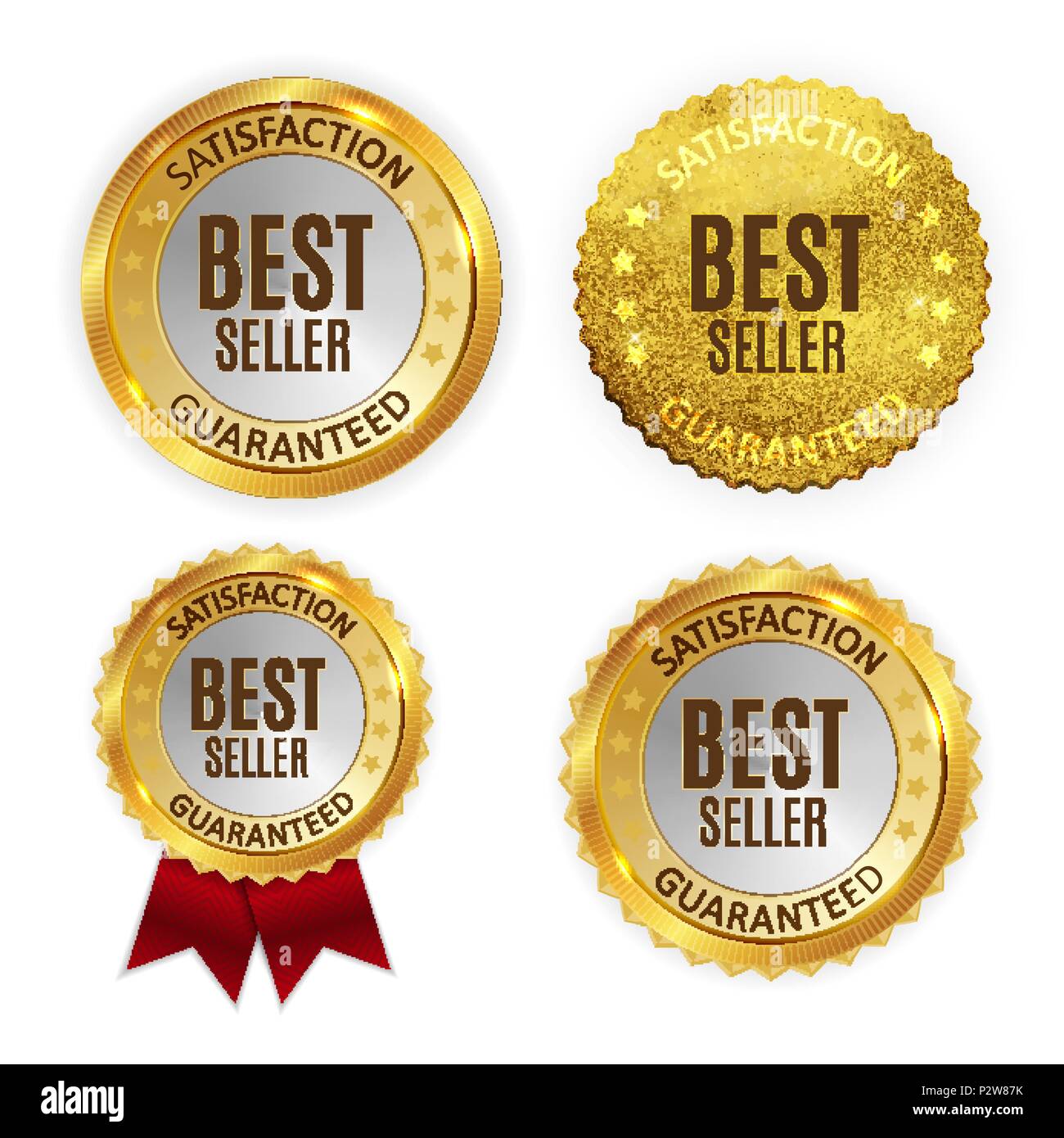 Meilleur vendeur brillant doré signe étiquette Collection. Vector Illustration Illustration de Vecteur