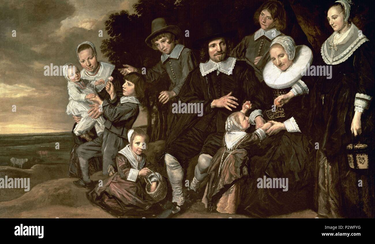 'Un groupe familial dans un paysage', ca. 1647-1650, huile sur toile, 148,5 x 251 cm. Auteur : Frans Hals (ch. 1580-1666). Lieu : NATIONAL GALLERY, LONDRES, ANGLETERRE. Aussi connu sous : GRUPO DE FAMILIA EN UN PAISAJE. Banque D'Images