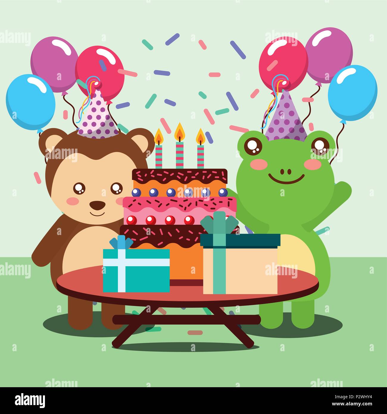 Joyeux Anniversaire Animal Mignon Image Vectorielle Stock Alamy