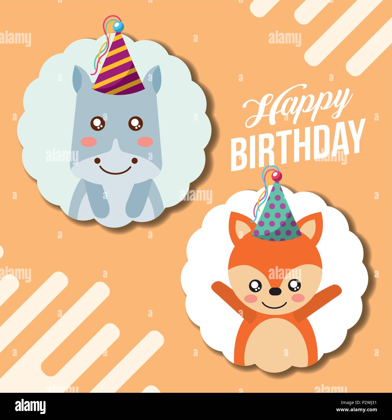 Joyeux Anniversaire Carte Avec Jolie Hippo Image Vectorielle Stock Alamy