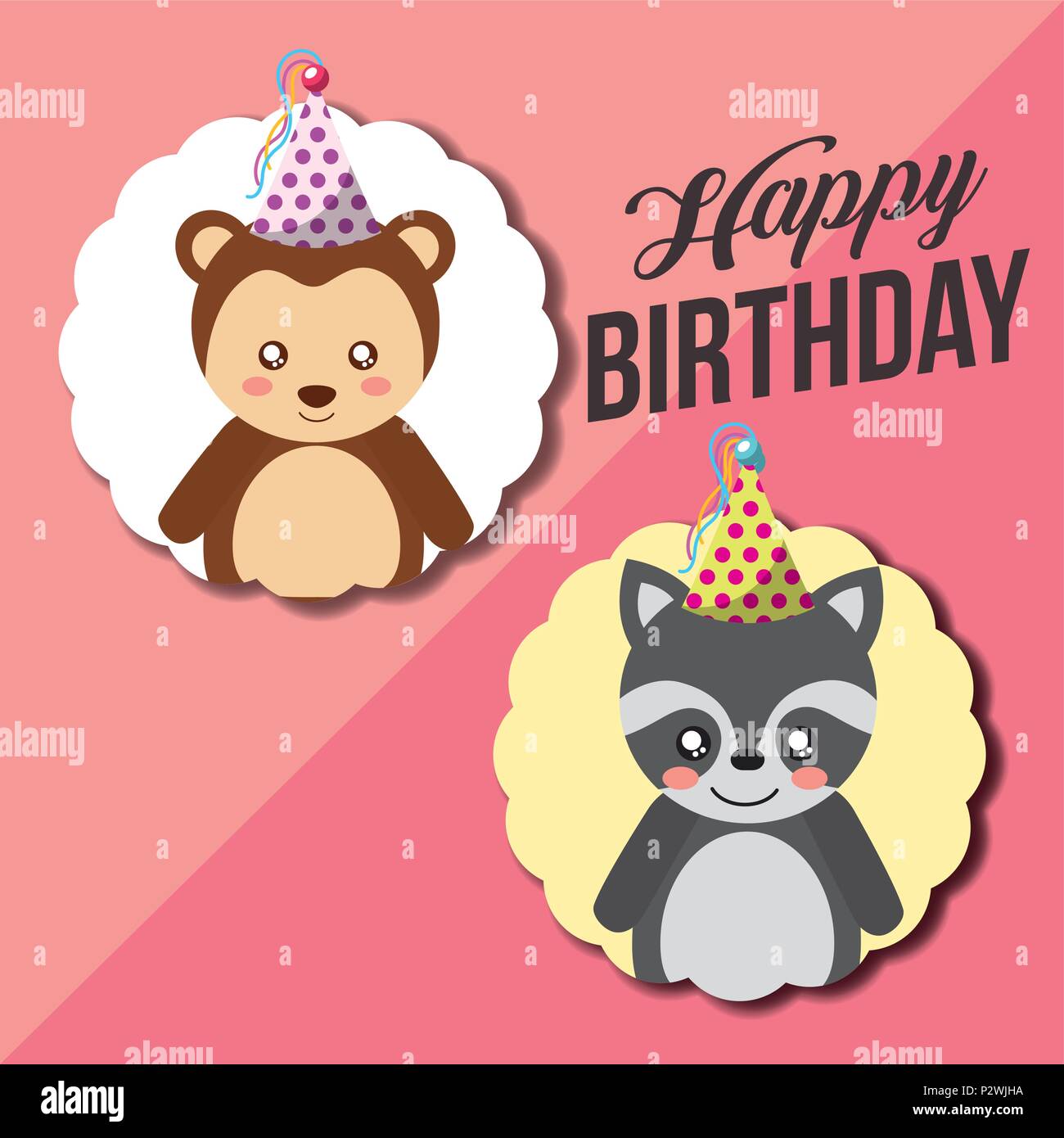 Joyeux Anniversaire Animal Mignon Image Vectorielle Stock Alamy