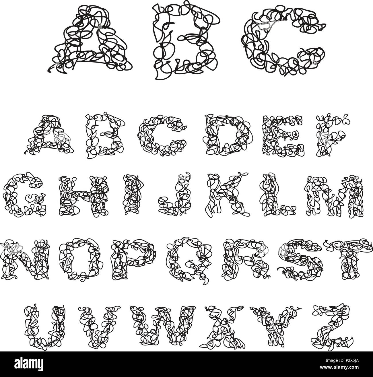 Vector hand drawn thread alphabet. EPS 10 Illustration de Vecteur
