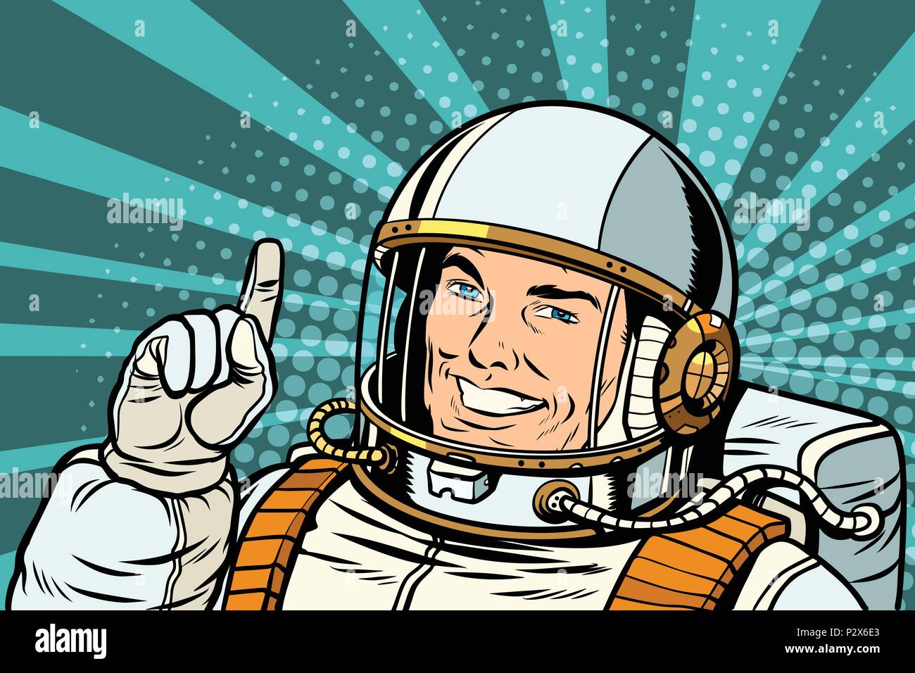 L'astronaute de l'art pop up points Illustration de Vecteur