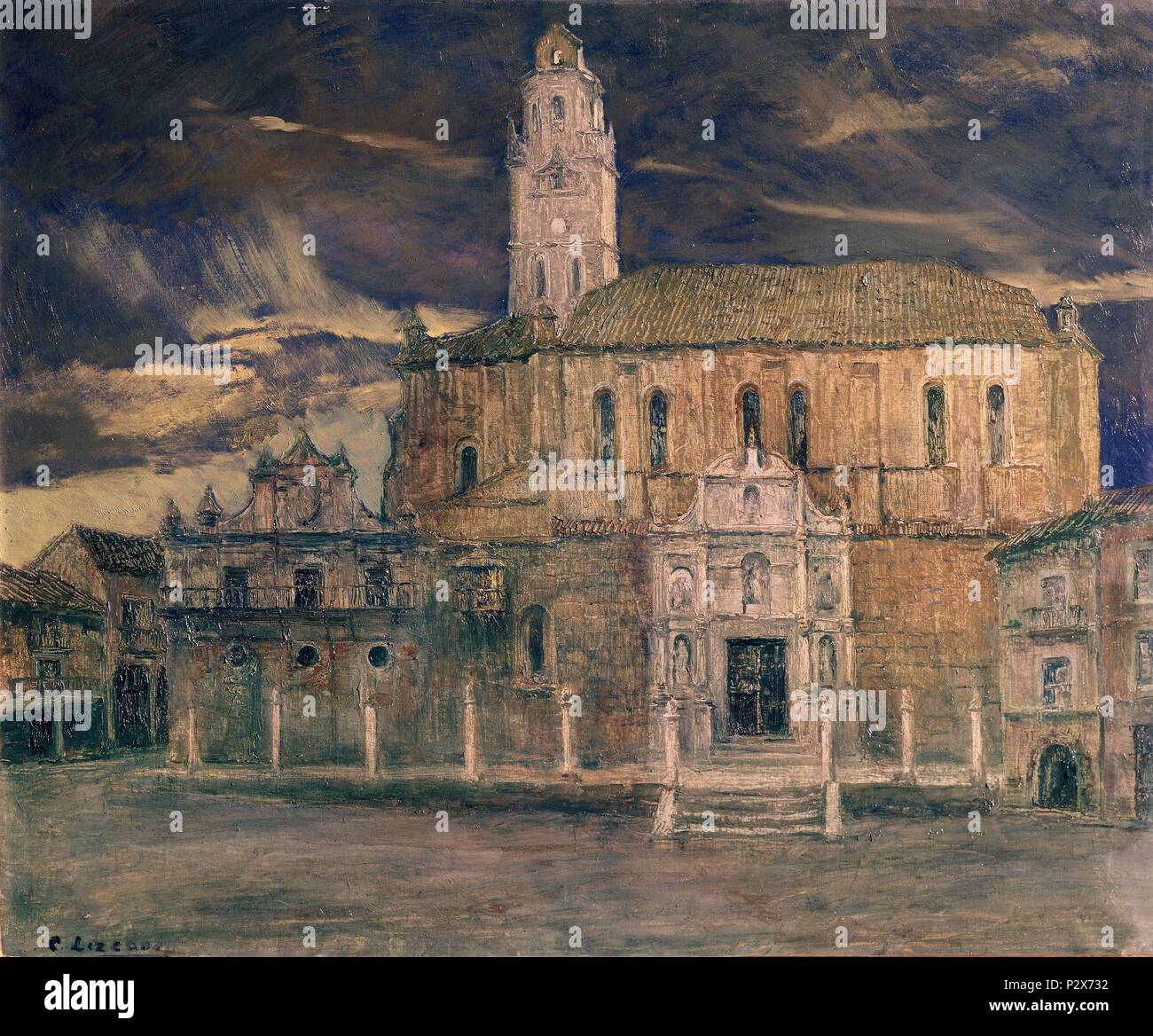 PLAZA DE MEDINA DEL CAMPO. Auteur : Carlos Lezcano (1871-1929). Lieu : Musée Reina Sofia-PINTURA, MADRID, ESPAGNE. Banque D'Images