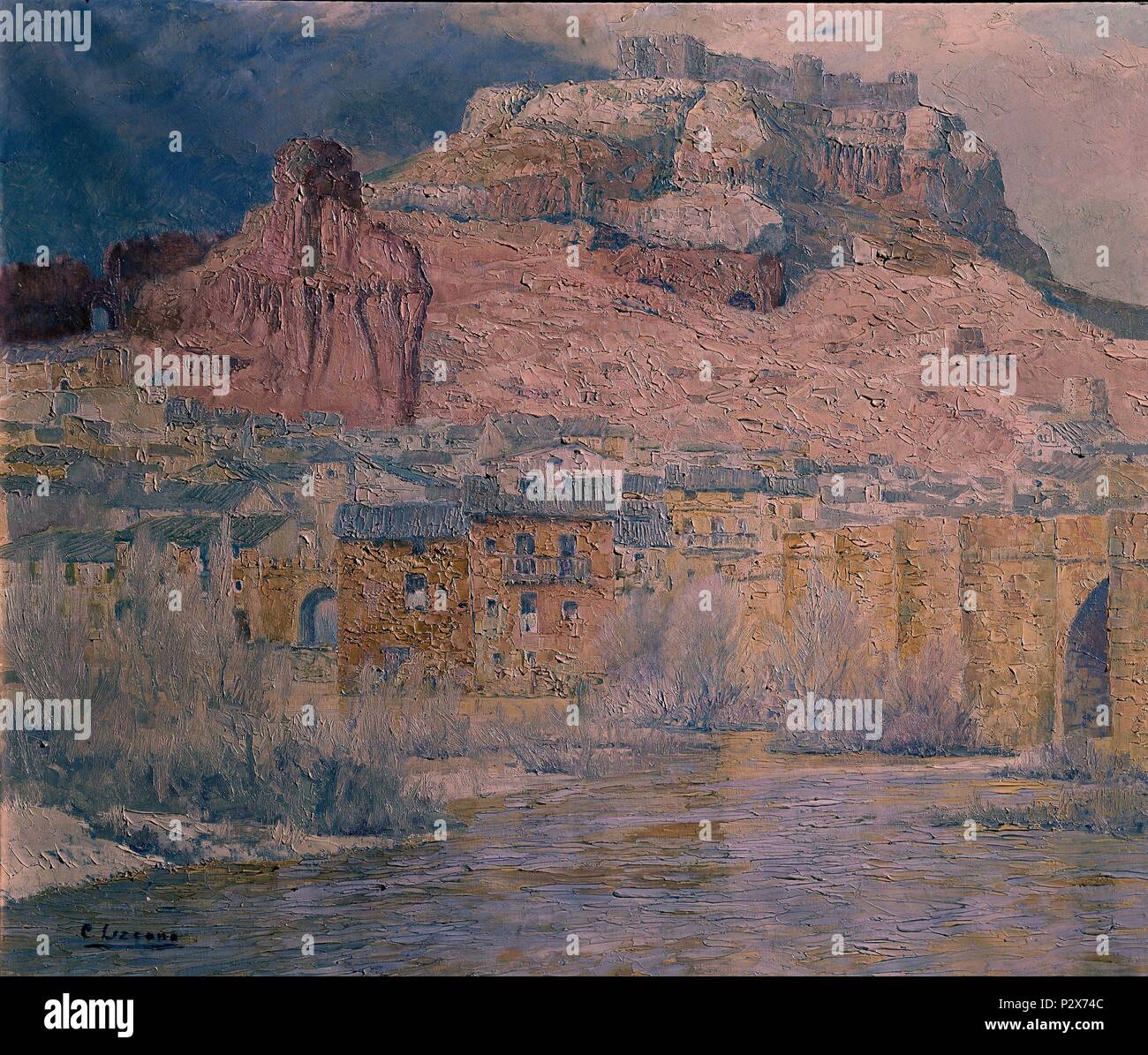 SAN Esteban de Gormaz (Soria) 1928. Auteur : Carlos Lezcano (1871-1929). Lieu : Musée Reina Sofia-PINTURA, MADRID, ESPAGNE. Banque D'Images