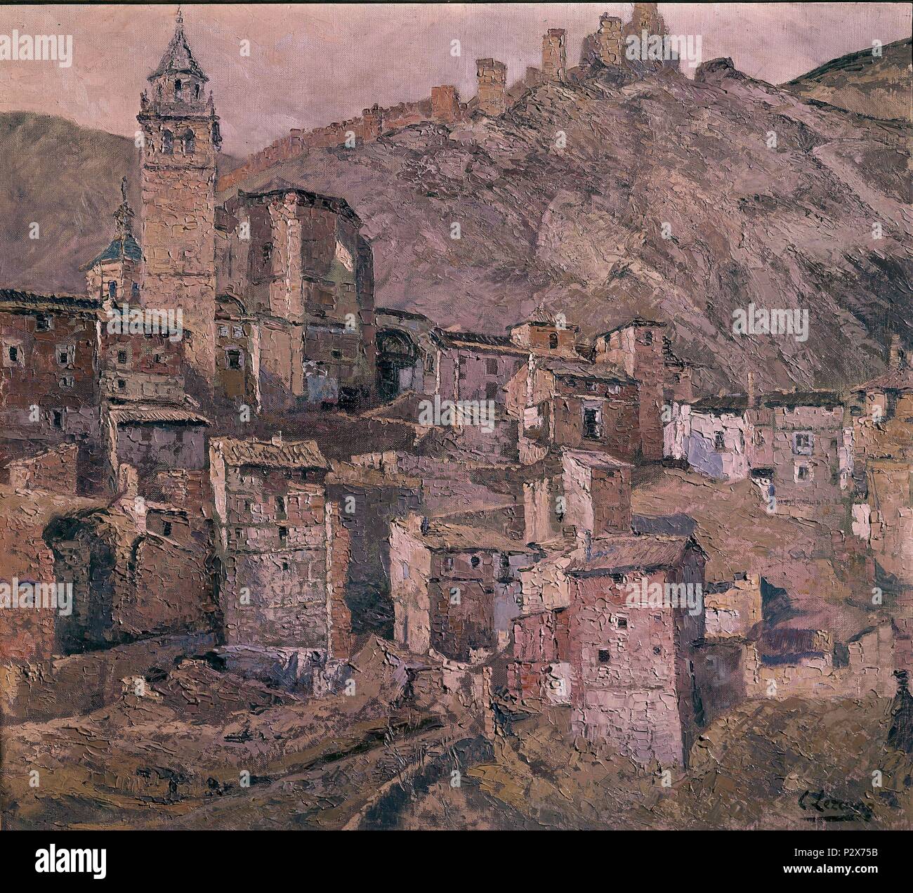 ALBARRACIN (TERUEL)- 1929. Auteur : Carlos Lezcano (1871-1929). Lieu : Musée Reina Sofia-PINTURA, MADRID, ESPAGNE. Banque D'Images