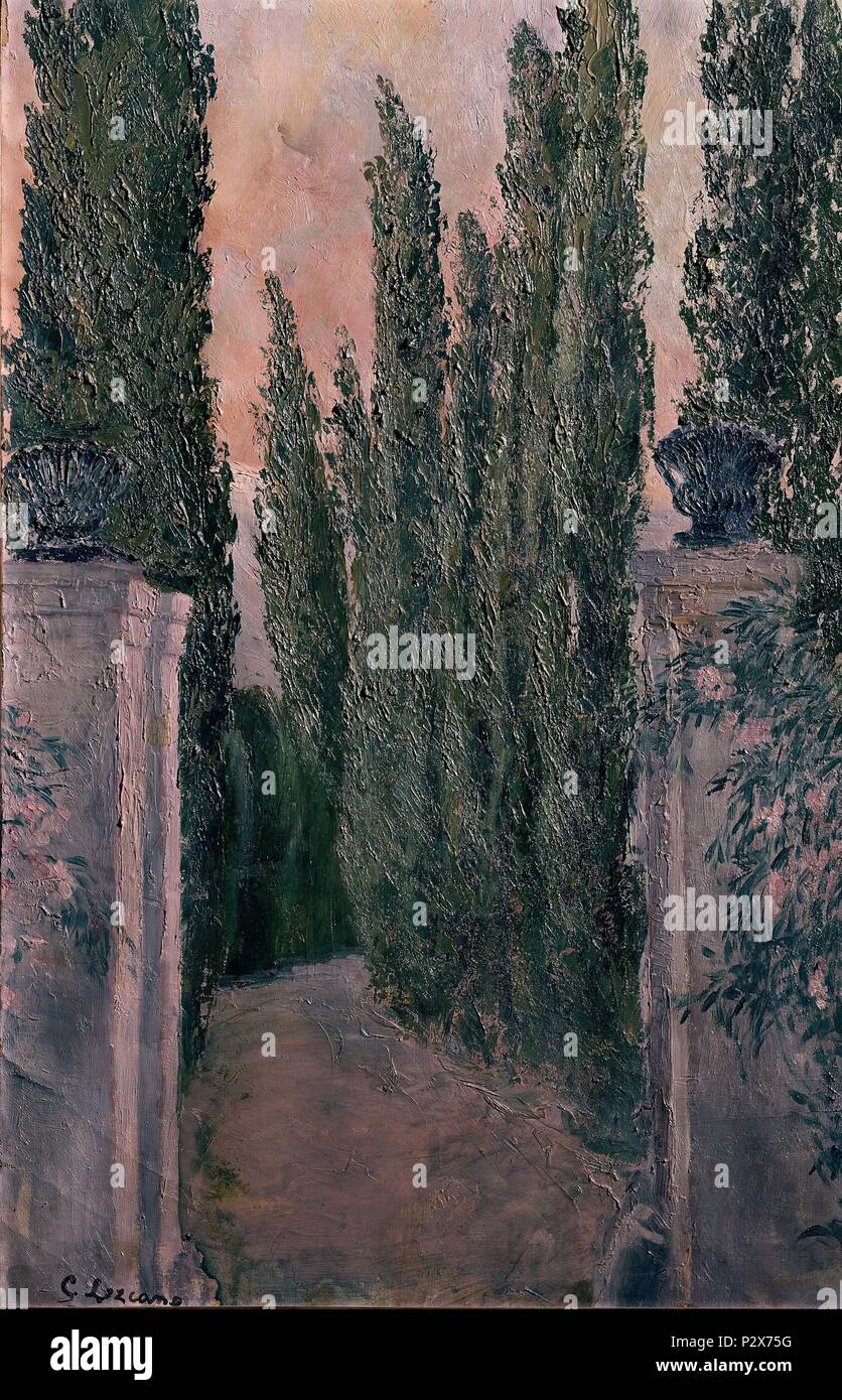 Grenade-EL GENERALIFE 1928. Auteur : Carlos Lezcano (1871-1929). Lieu : Musée Reina Sofia-PINTURA, MADRID, ESPAGNE. Banque D'Images