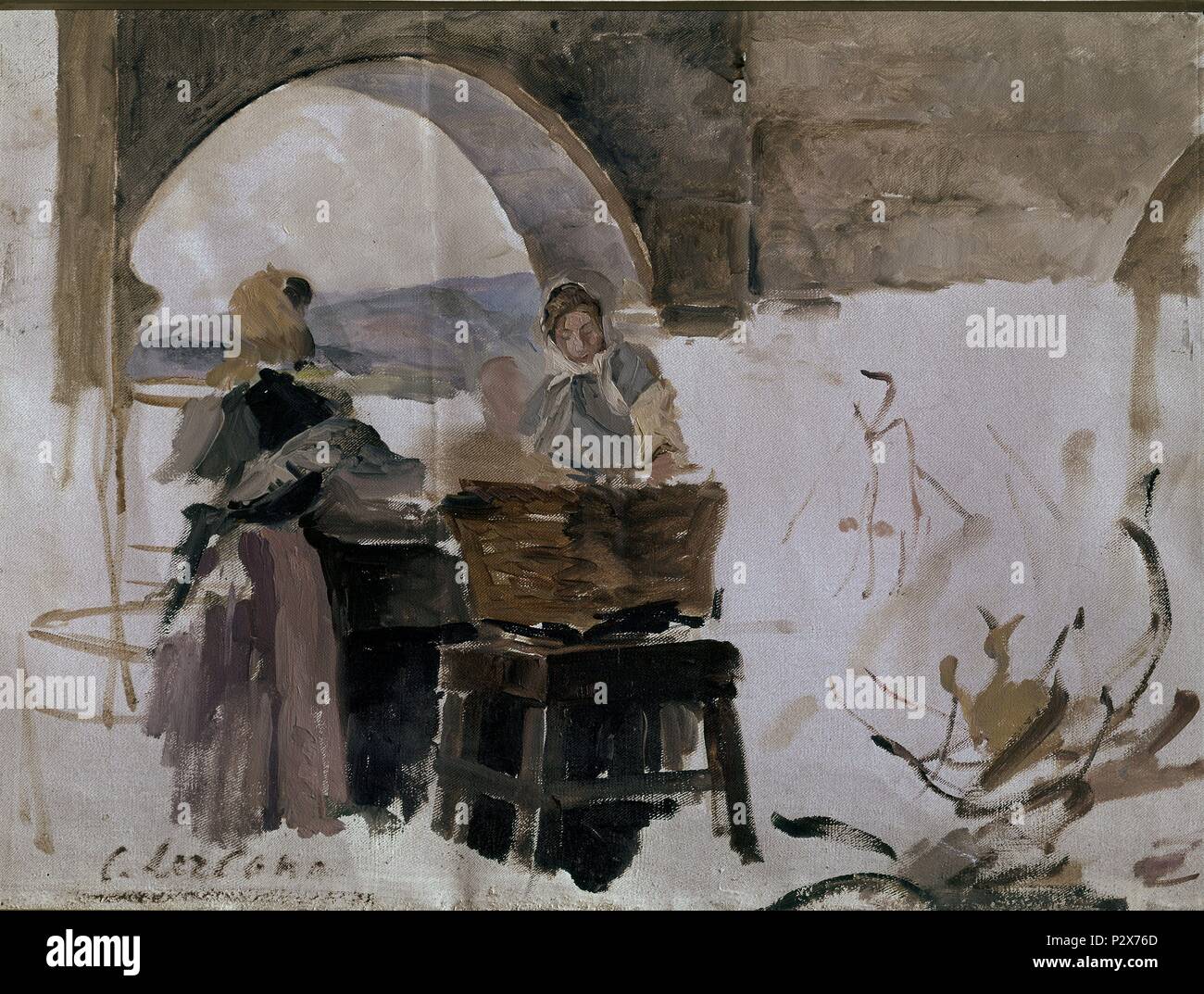 PESCADORAS GALLEGAS 1890. Auteur : Carlos Lezcano (1871-1929). Lieu : Musée Reina Sofia-PINTURA, MADRID, ESPAGNE. Banque D'Images