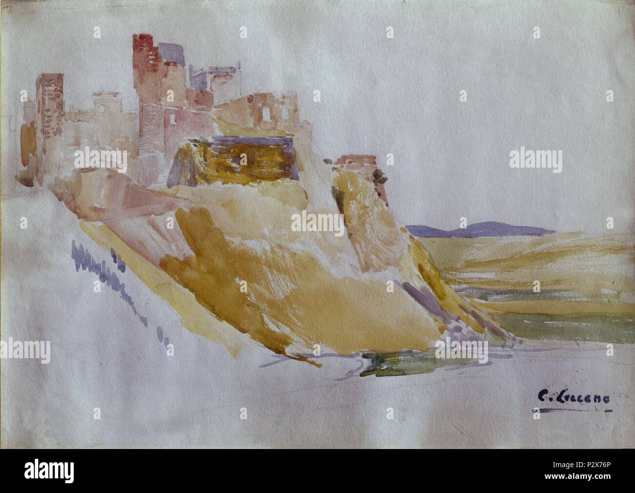 CASTILLO - ACUARELA - 1925. Auteur : Carlos Lezcano (1871-1929). Lieu : Musée Reina Sofia-PINTURA, MADRID, ESPAGNE. Banque D'Images