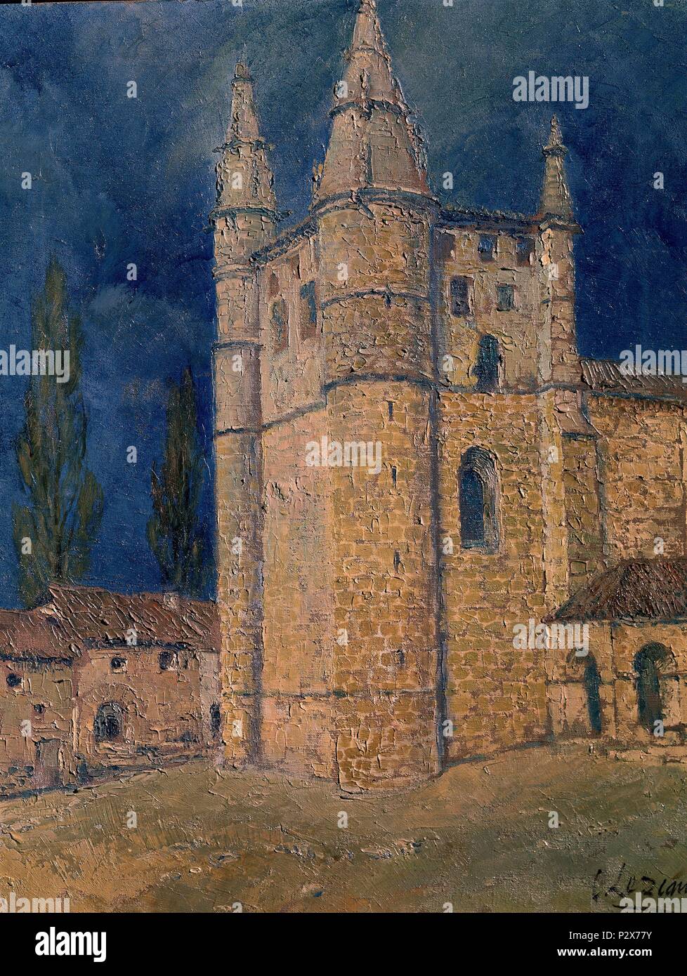 Eglise DE ORON 1928. Auteur : Carlos Lezcano (1871-1929). Lieu : Musée Reina Sofia-PINTURA, MADRID, ESPAGNE. Banque D'Images