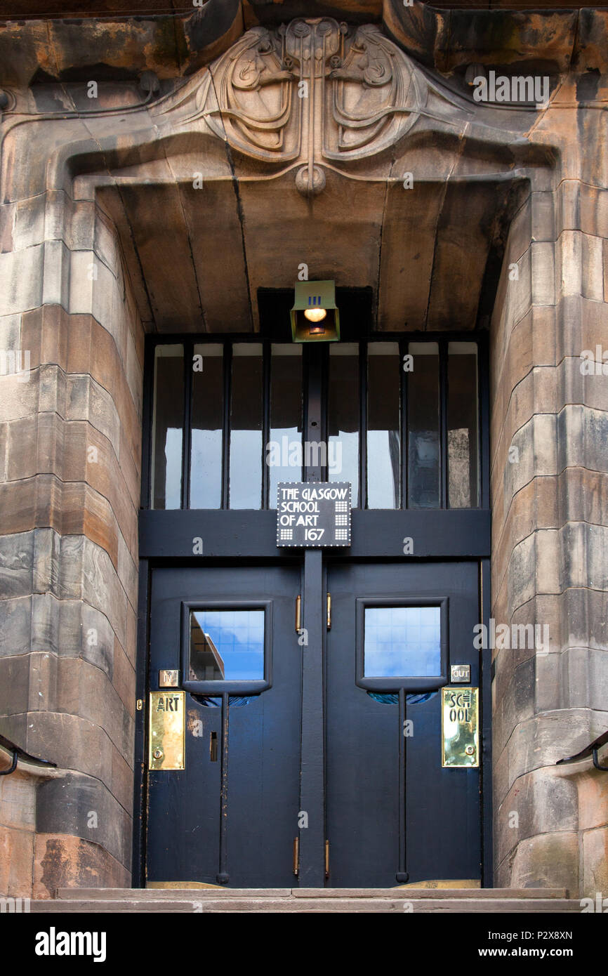 Porte de la Glasgow School of Art building Mackintosh Banque D'Images