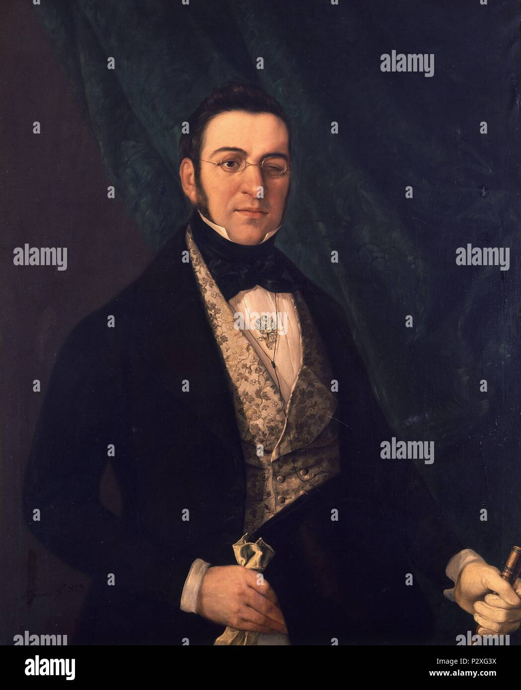 'Manuel' Bretón de los Herreros, 1839, huile sur toile, 99,20 x 80,50€cm, marquage CE0134. Auteur : Antonio Gómez Cros (1809-1863). Emplacement : MUSEO ROMANTICO-PINTURA, MADRID, ESPAGNE. Banque D'Images