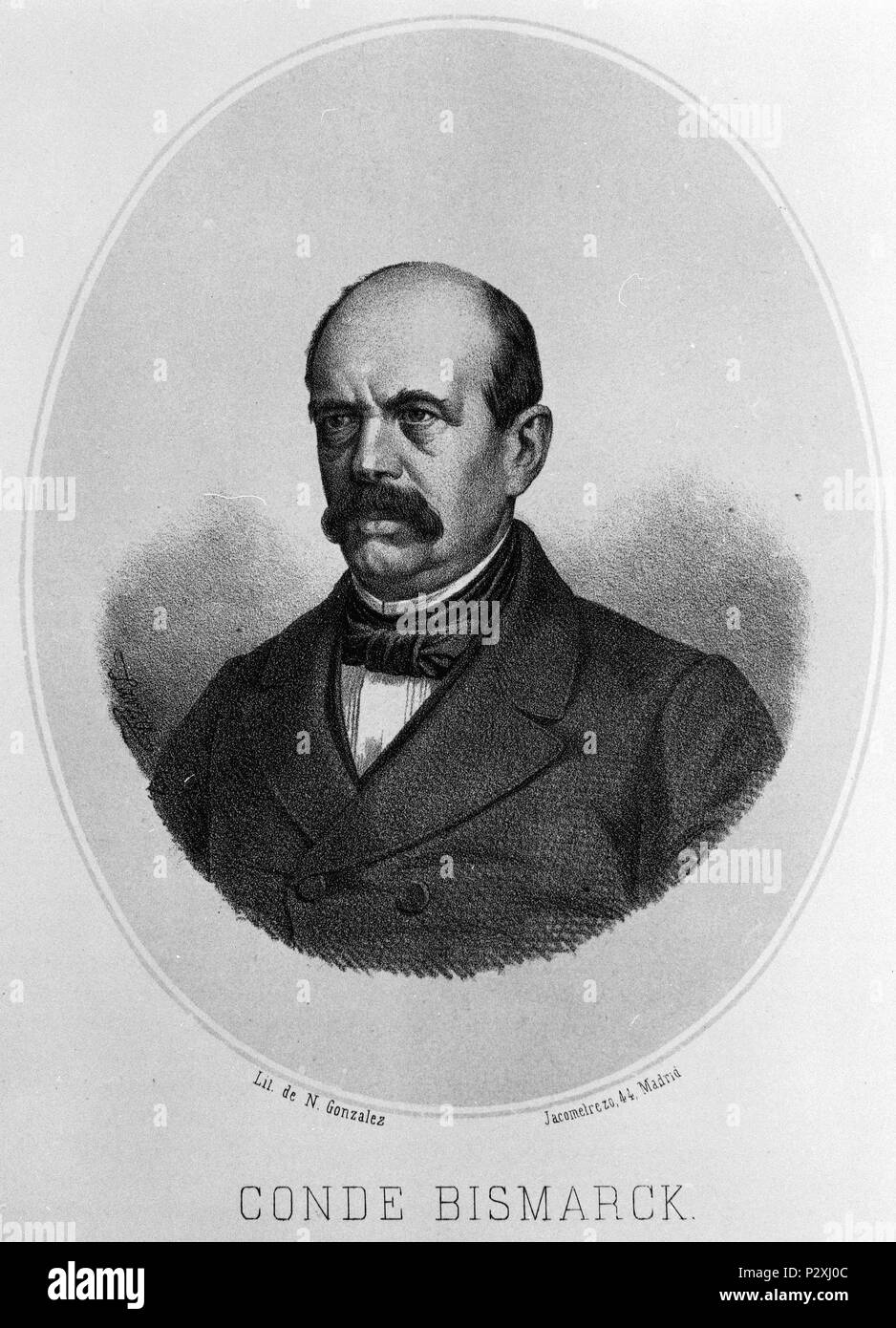 LITOGRAFIA - EL CONDE BISMARCK (1815-98). Auteur : GONZALEZ N. Emplacement : BIBLIOTECA NACIONAL-COLECCION, MADRID, ESPAGNE. Banque D'Images