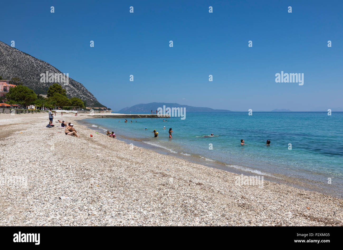 La plage de Poros, Kefalonia, Grèce Banque D'Images