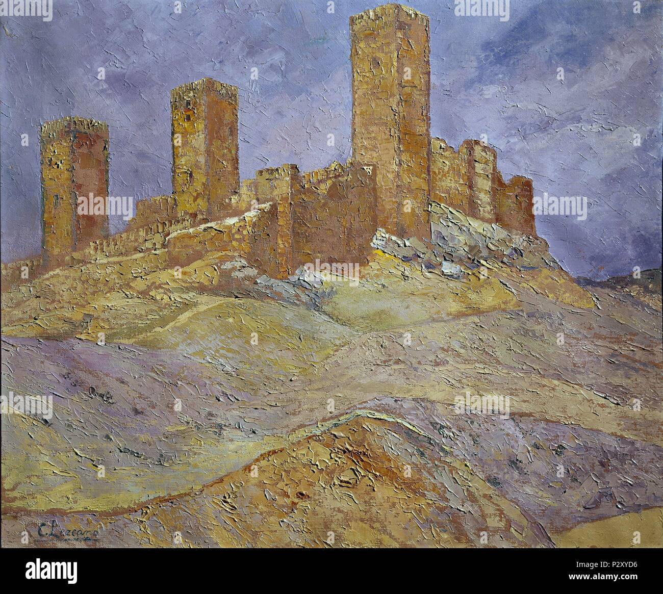 CASTILLO DE MOLINA DE ARAGON - 1928. Auteur : Carlos Lezcano (1871-1929). Lieu : Musée Reina Sofia-PINTURA, MADRID, ESPAGNE. Banque D'Images