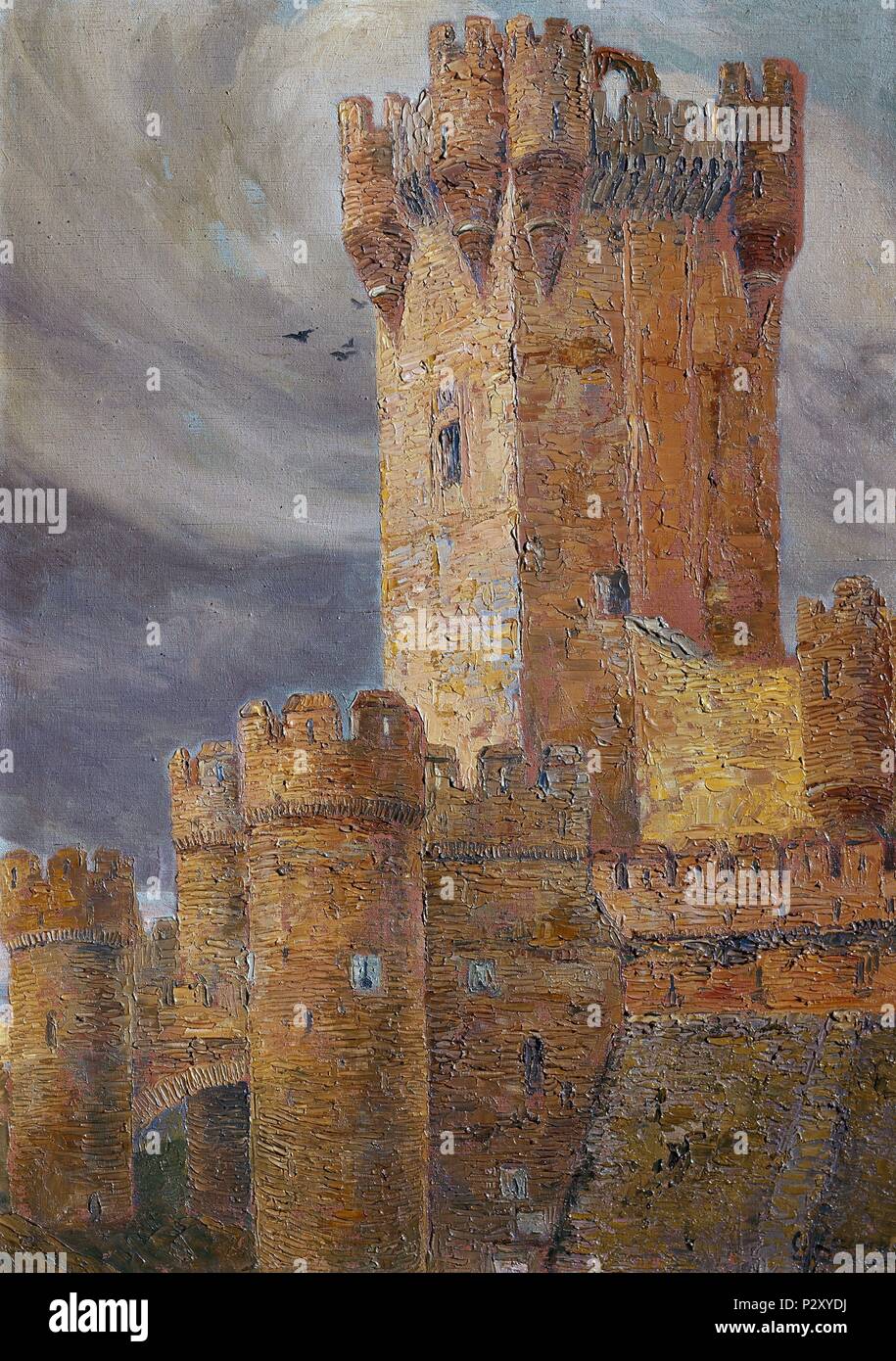 CASTILLO DE LA MOTA (Valladolid) - 1926. Auteur : Carlos Lezcano (1871-1929). Lieu : Musée Reina Sofia-PINTURA, MADRID, ESPAGNE. Banque D'Images