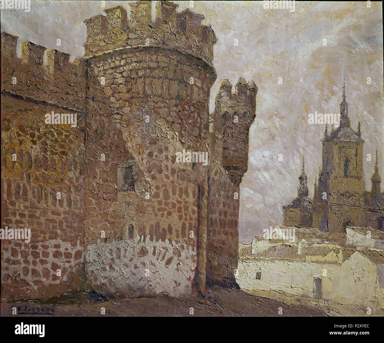 CASTILLO DE ORGAZ - 1928. Auteur : Carlos Lezcano (1871-1929). Lieu : Musée Reina Sofia-PINTURA, MADRID, ESPAGNE. Banque D'Images