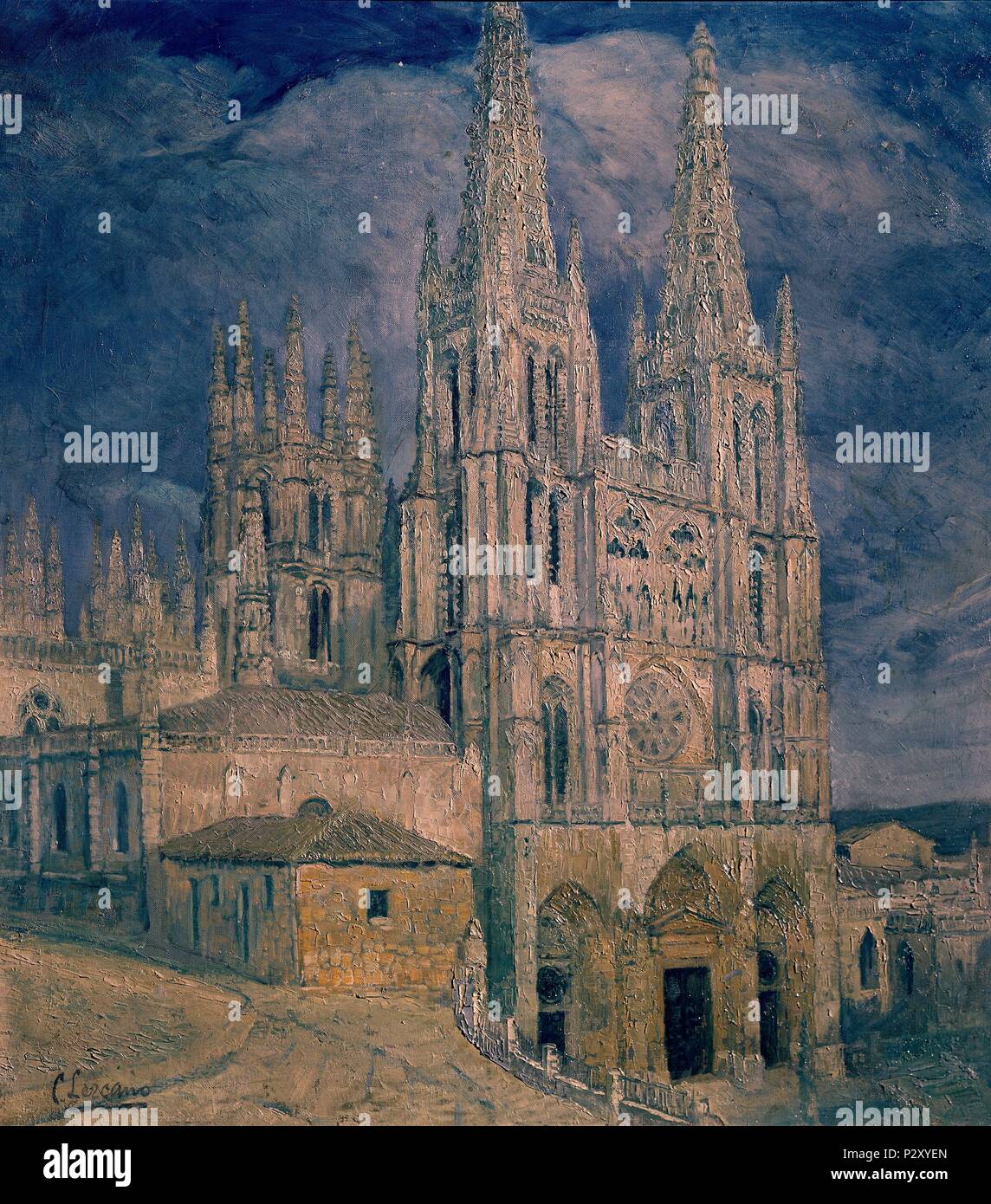 Cathédrale de Burgos 1926. Auteur : Carlos Lezcano (1871-1929). Lieu : Musée Reina Sofia-PINTURA, MADRID, ESPAGNE. Banque D'Images