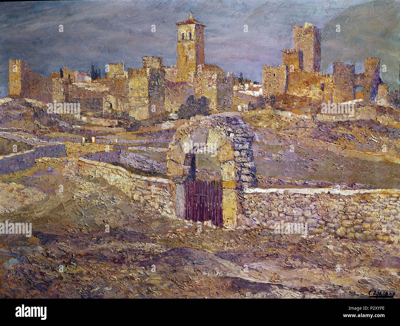 'Trujillo (Cáceres)', 1929, huile sur toile. Auteur : Carlos Lezcano (1871-1929). Lieu : Musée Reina Sofia-PINTURA, MADRID, ESPAGNE. Banque D'Images