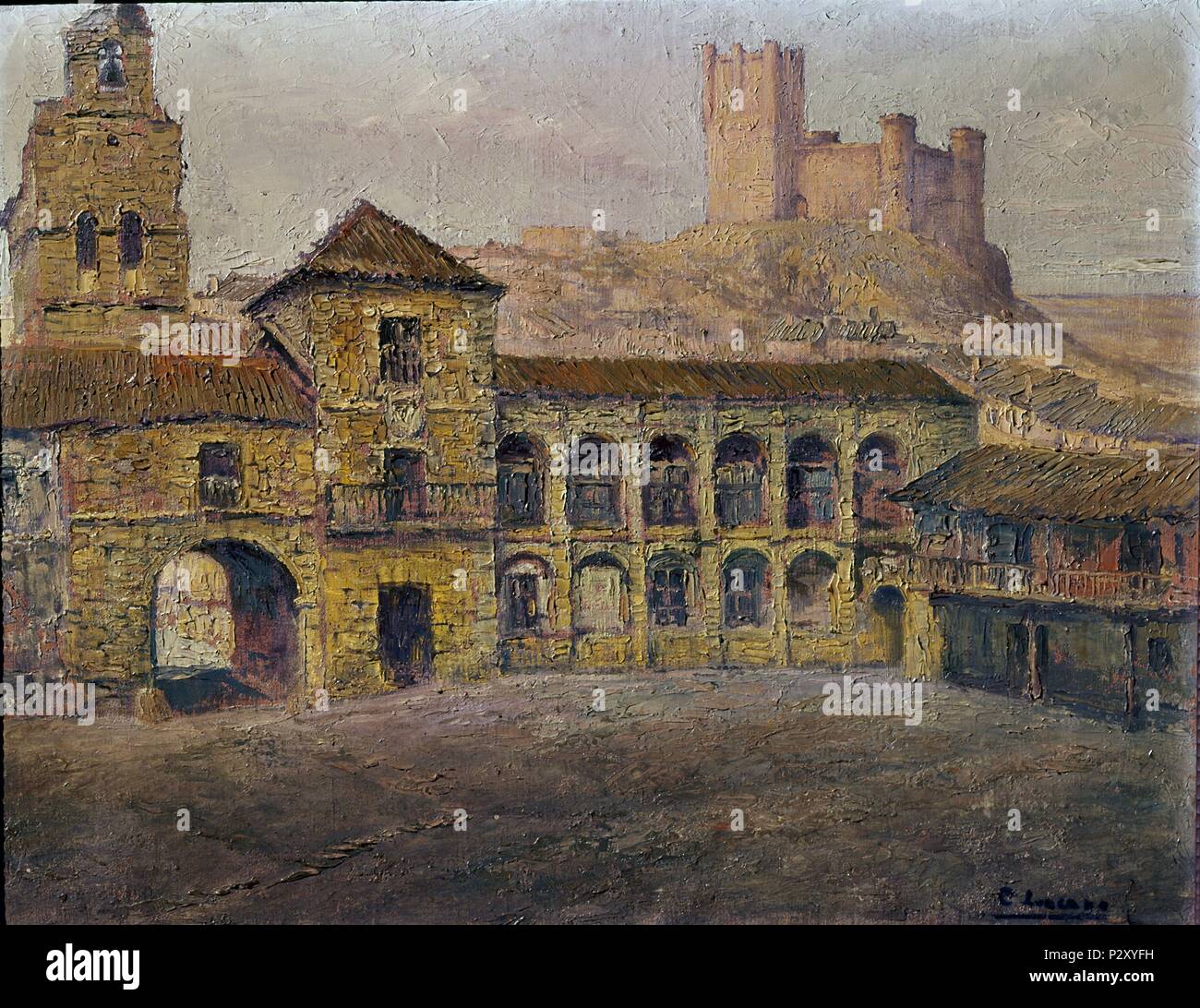 'Château de Torrelobatón (Valladolid), 1925, huile sur toile. Auteur : Carlos Lezcano (1871-1929). Lieu : Musée Reina Sofia-PINTURA, MADRID, ESPAGNE. Banque D'Images