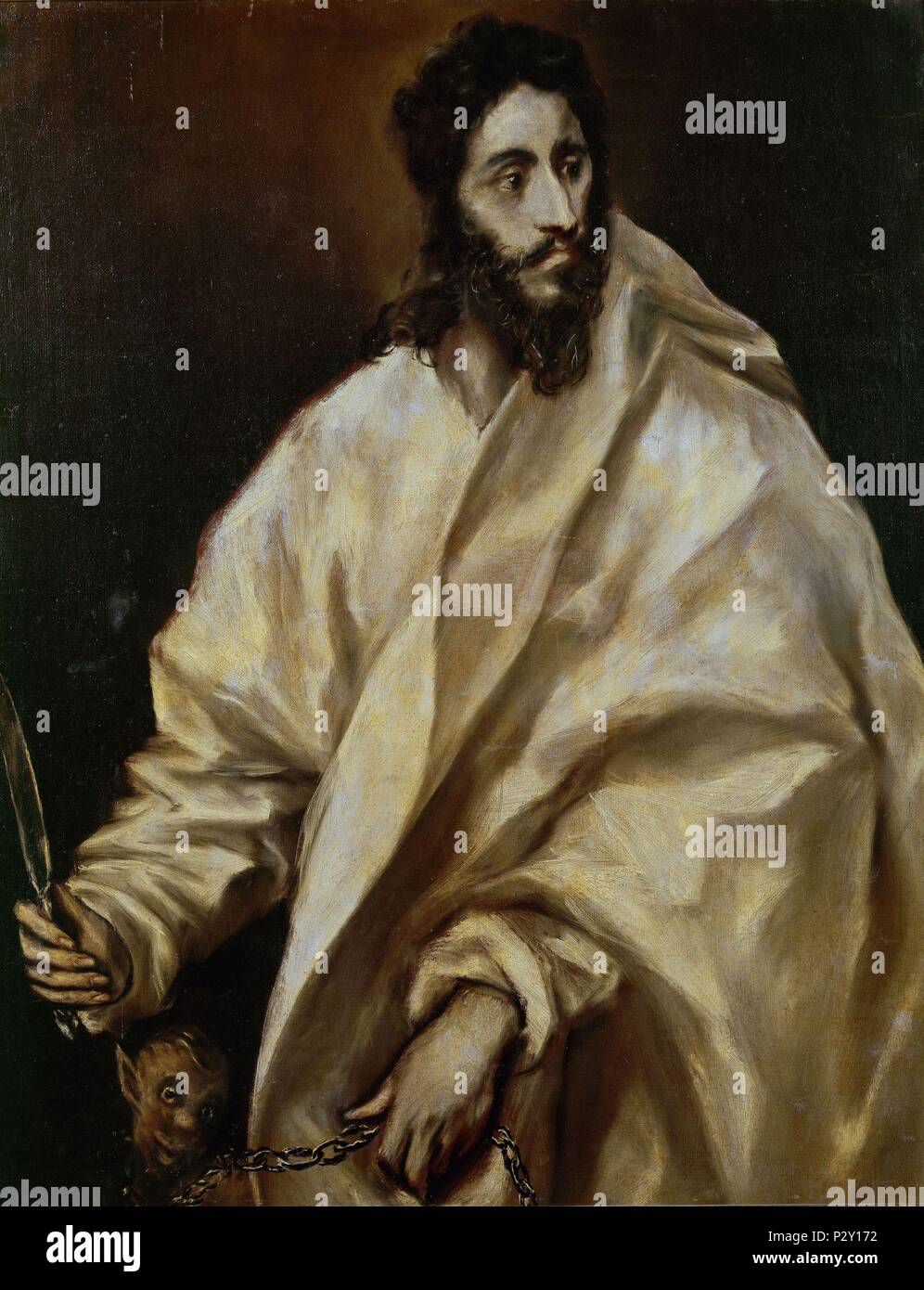 Saint Barthélémy - 1608/14 - 97x77 cm - Huile sur toile - le maniérisme espagnol. Auteur : El Greco (1541-1614). Lieu : Casa Museo del Greco-COLECCION, TOLEDO, Espagne. Également connu sous le nom de : San Bartolome. Banque D'Images