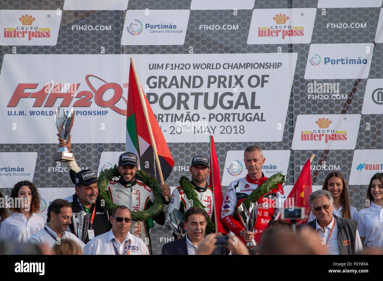 PORTIMAO, PORTUGAL : 20 mai, 2018 - Pole position lauréats du Grand Prix du  Portugal - F1 Bateau de Moteur de course de l'édition 2018 tenue le Porti  Photo Stock - Alamy